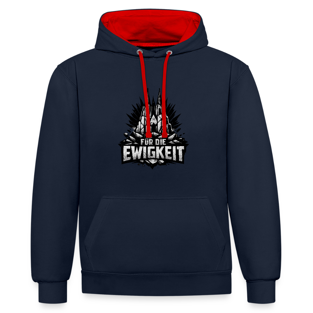 Kontrast-Hoodie Domstadtrebell "Für die Ewigkeit - Navy/Rot