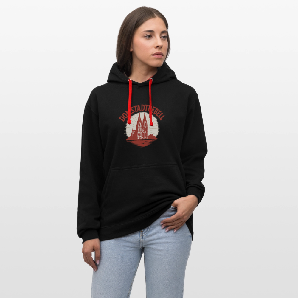 Domstadtrebell Kontrast-Hoodie "Dom 1248" - Schwarz/Rot