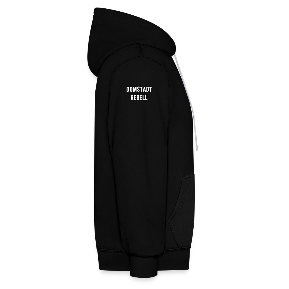 Domstadtrebell – Sunset Horizon Edition | Vintage Köln Kontrast-Hoodie | Kölner Dom im Sonnenuntergang - Schwarz/Grau meliert