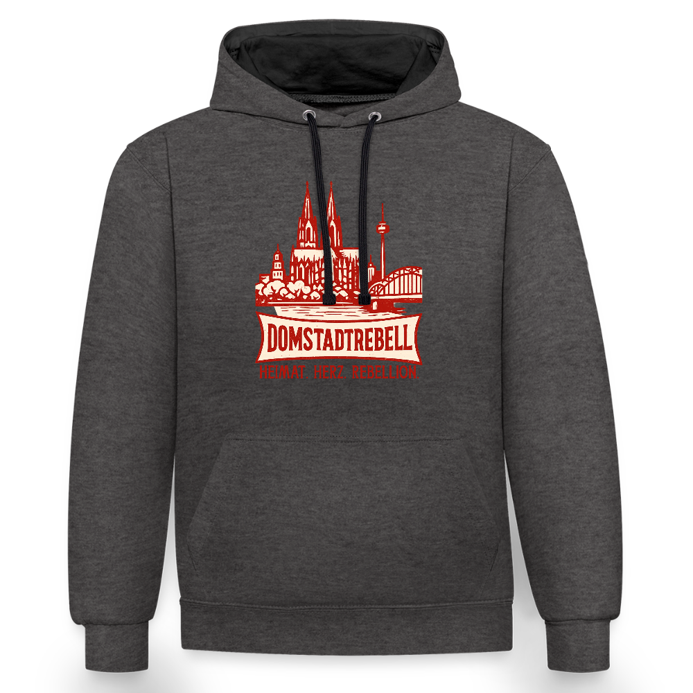 Domstadtrebell Kontrast-Hoodie "Heimat.Herz.Rebellion" - Anthrazit/Schwarz