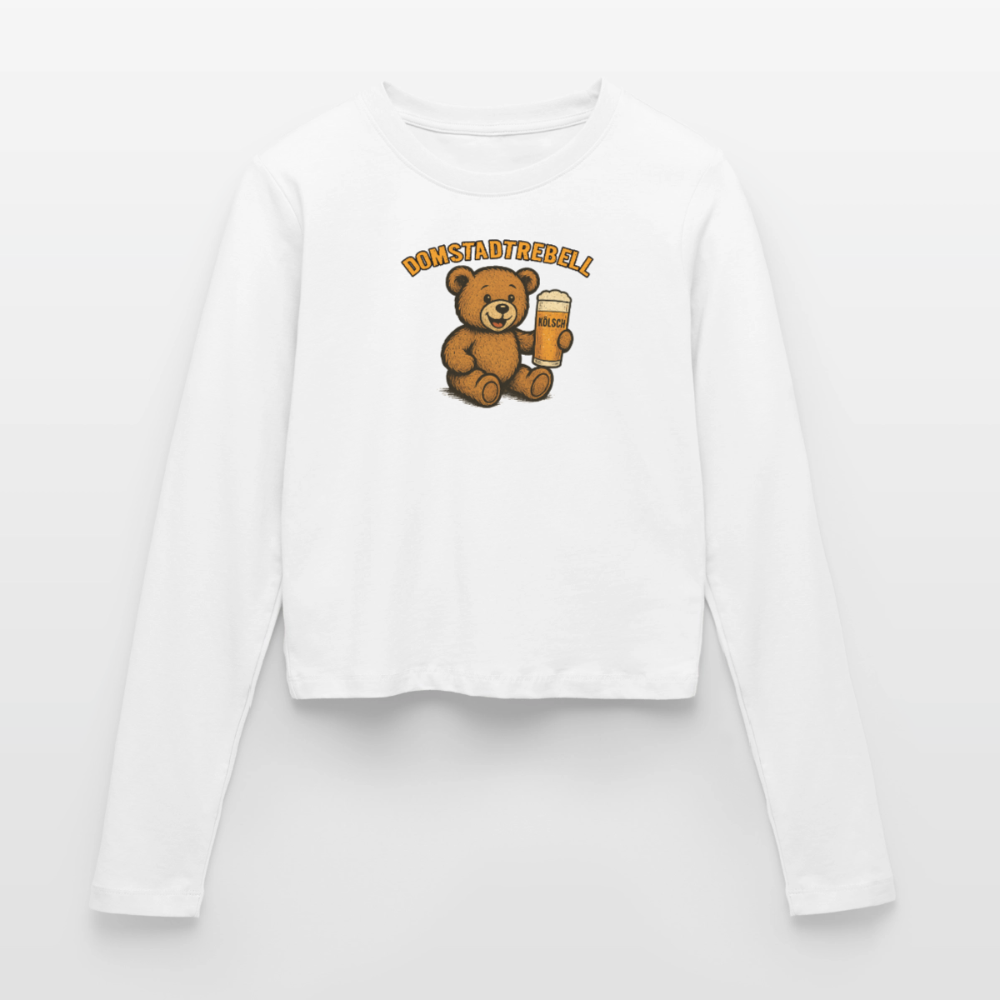 Domstadtrebell Kölschbär  - Frauen Slim Fit Langarmshirt - Weiß