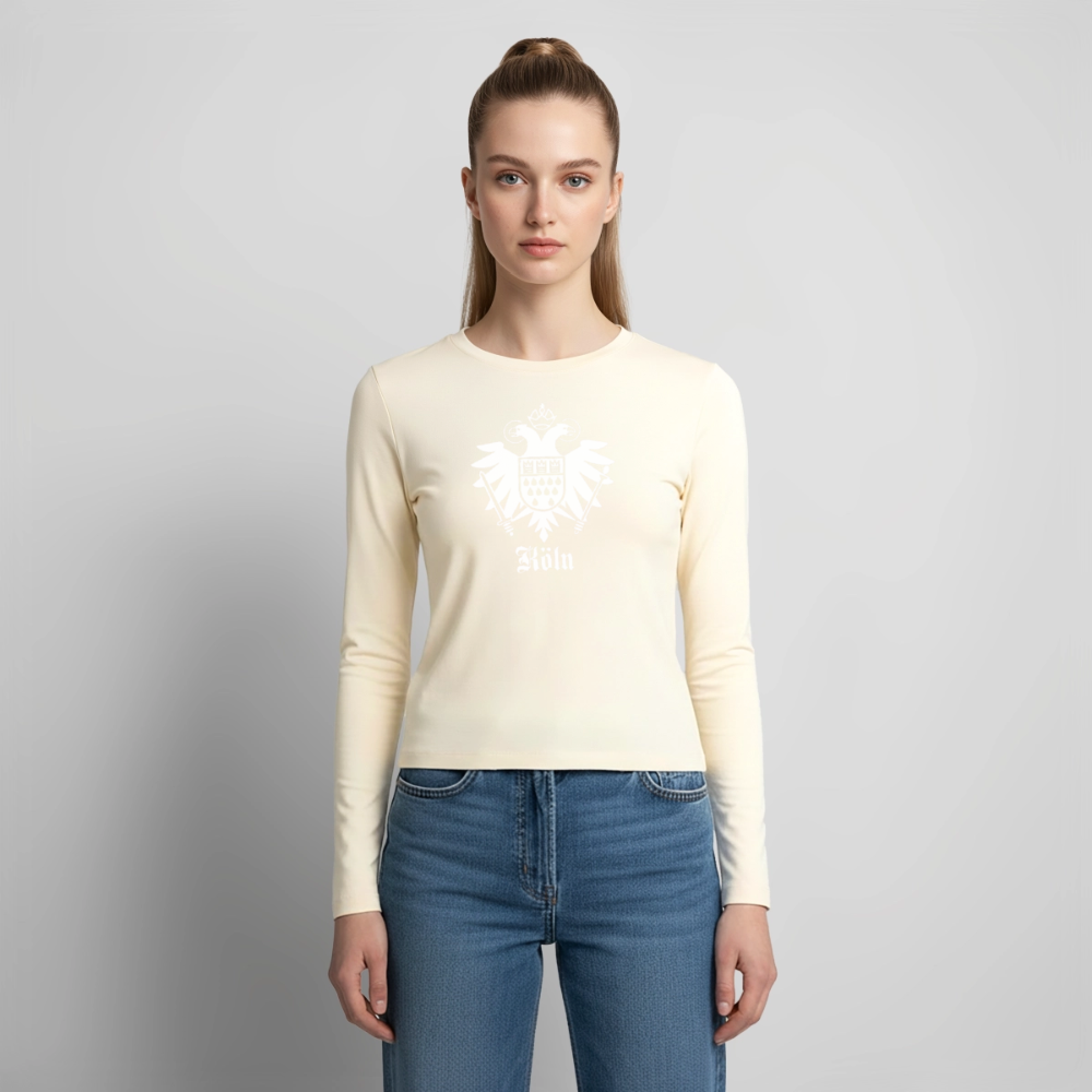 Domstadtrebell Köln - Frauen Slim Fit Langarmshirt - Creme