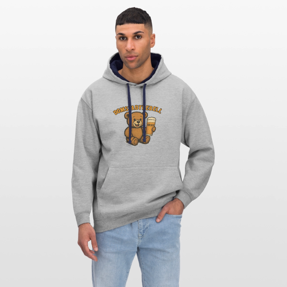 Domstadtrebell Kontrast-Hoodie "Kölschbär" - Grau meliert/Navy