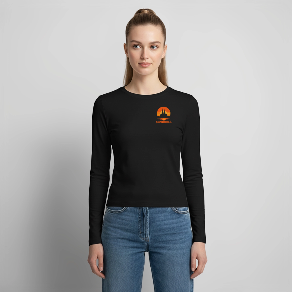 Domstadtrebell - Frauen Slim Fit Langarmshirt - Schwarz