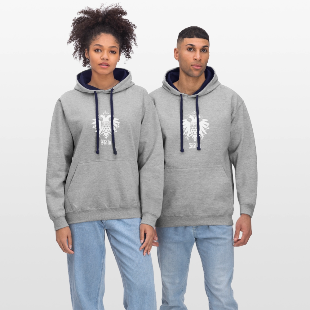 Domstadtrebell Kontrast-Hoodie "Köln Wappen" - Grau meliert/Navy