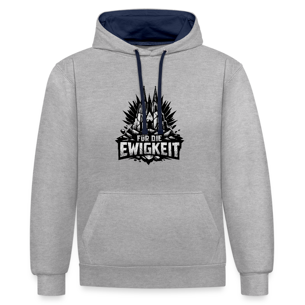 Kontrast-Hoodie Domstadtrebell "Für die Ewigkeit - Grau meliert/Navy