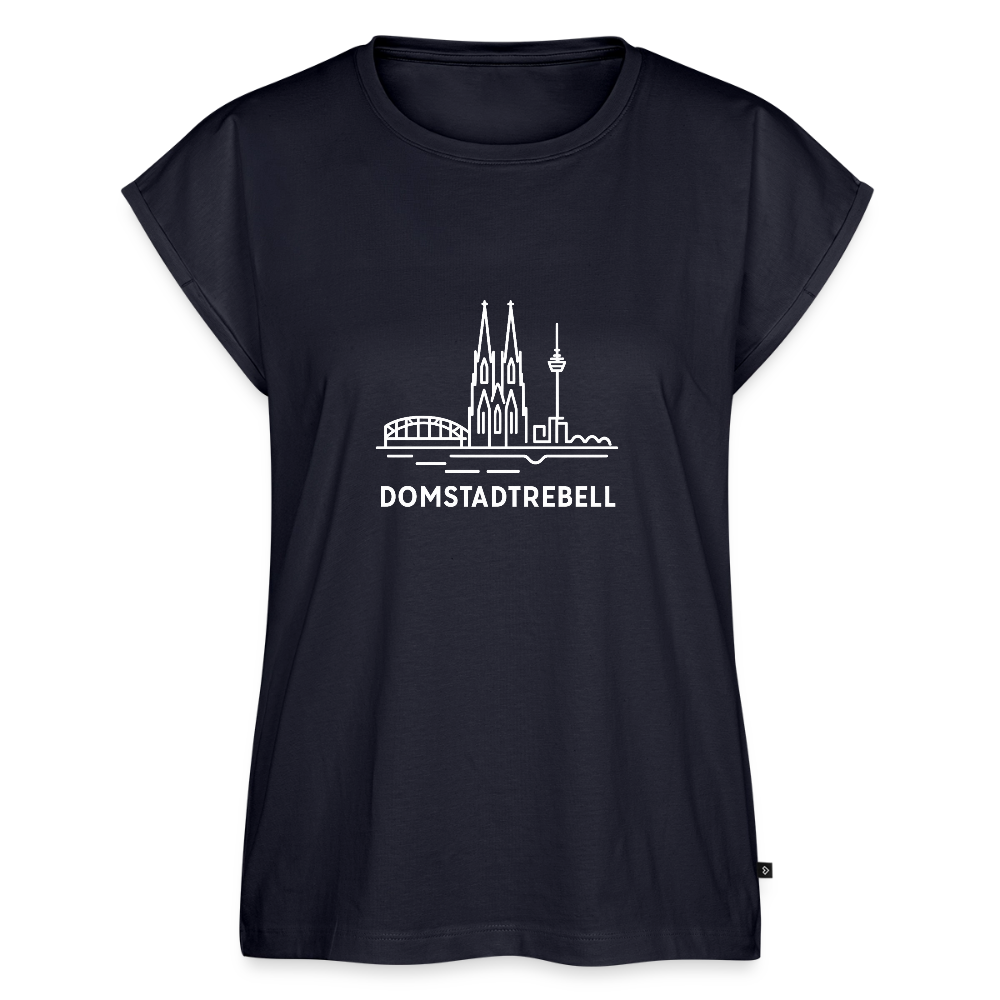 Frauen T-Shirt mit gerollten Ärmeln - Navy