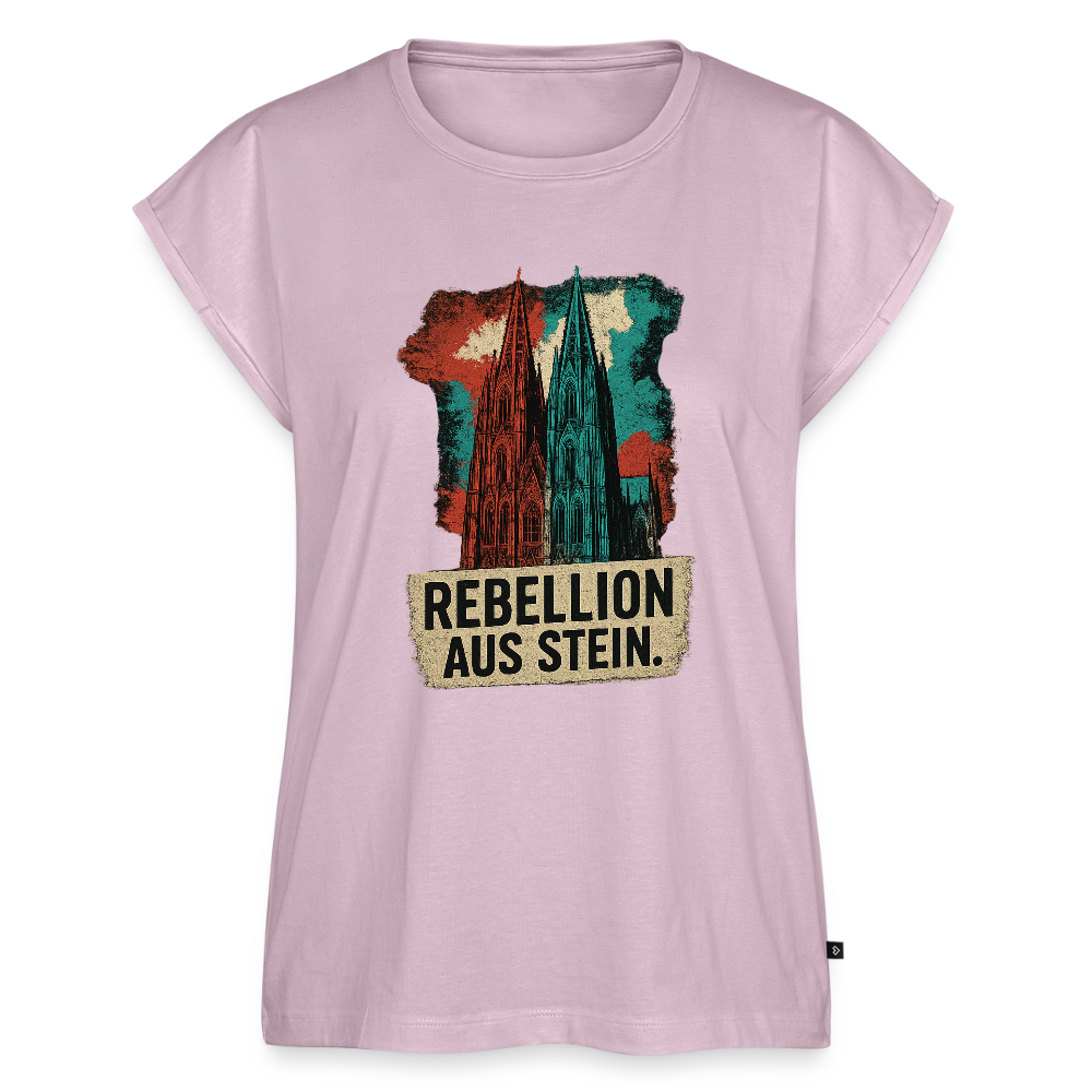 Domstadtrebell - Rebellion aus Stein - Frauen T-Shirt mit gerollten Ärmeln - Altrosa