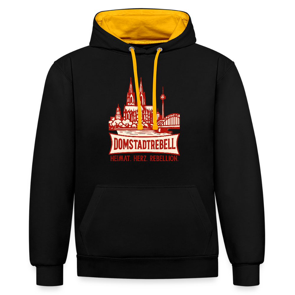 Domstadtrebell Kontrast-Hoodie "Heimat.Herz.Rebellion" - Schwarz/Gold