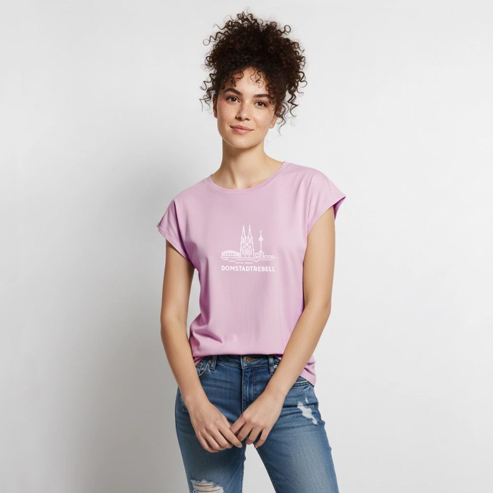 Frauen T-Shirt mit gerollten Ärmeln - Altrosa
