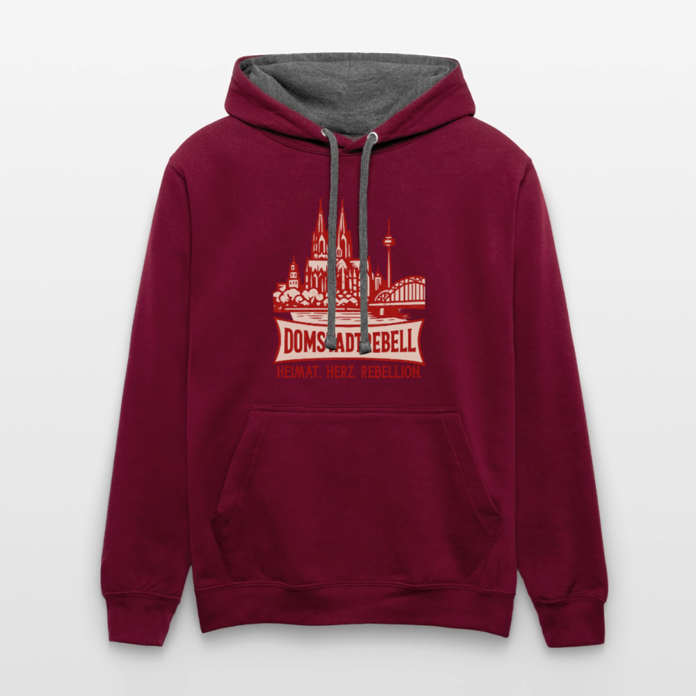 Domstadtrebell Kontrast-Hoodie "Heimat.Herz.Rebellion" - Weinrot/Anthrazit
