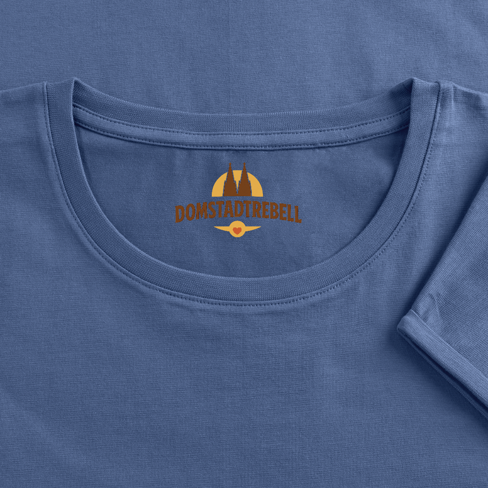 Frauen T-Shirt mit gerollten Ärmeln - Taubenblau