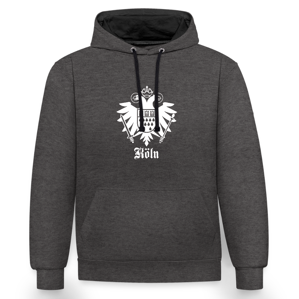 Domstadtrebell Kontrast-Hoodie "Köln Wappen" - Anthrazit/Schwarz