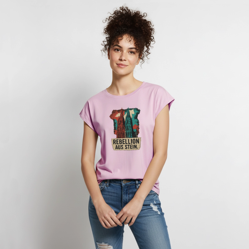 Domstadtrebell - Rebellion aus Stein - Frauen T-Shirt mit gerollten Ärmeln - Altrosa