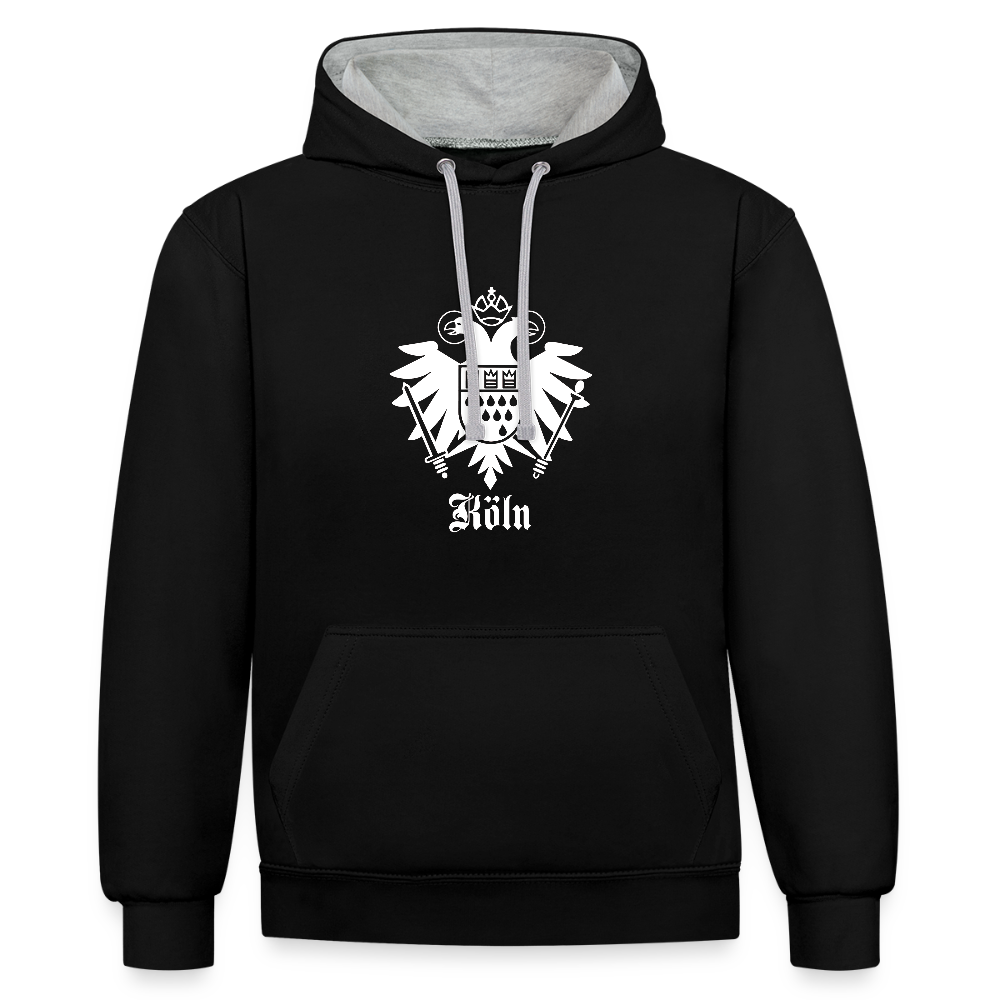 Domstadtrebell Kontrast-Hoodie "Köln Wappen" - Schwarz/Grau meliert