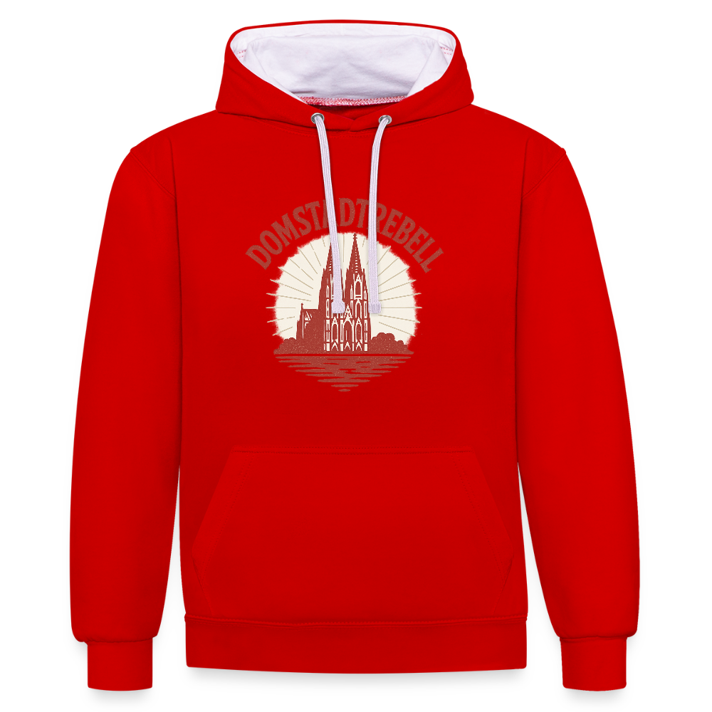 Domstadtrebell Kontrast-Hoodie "Dom 1248" - Rot/Weiß