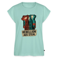 Domstadtrebell - Rebellion aus Stein - Frauen T-Shirt mit gerollten Ärmeln - Mint 