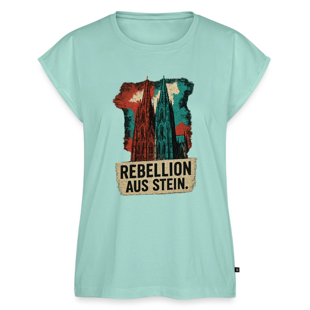 Domstadtrebell - Rebellion aus Stein - Frauen T-Shirt mit gerollten Ärmeln - Mint 