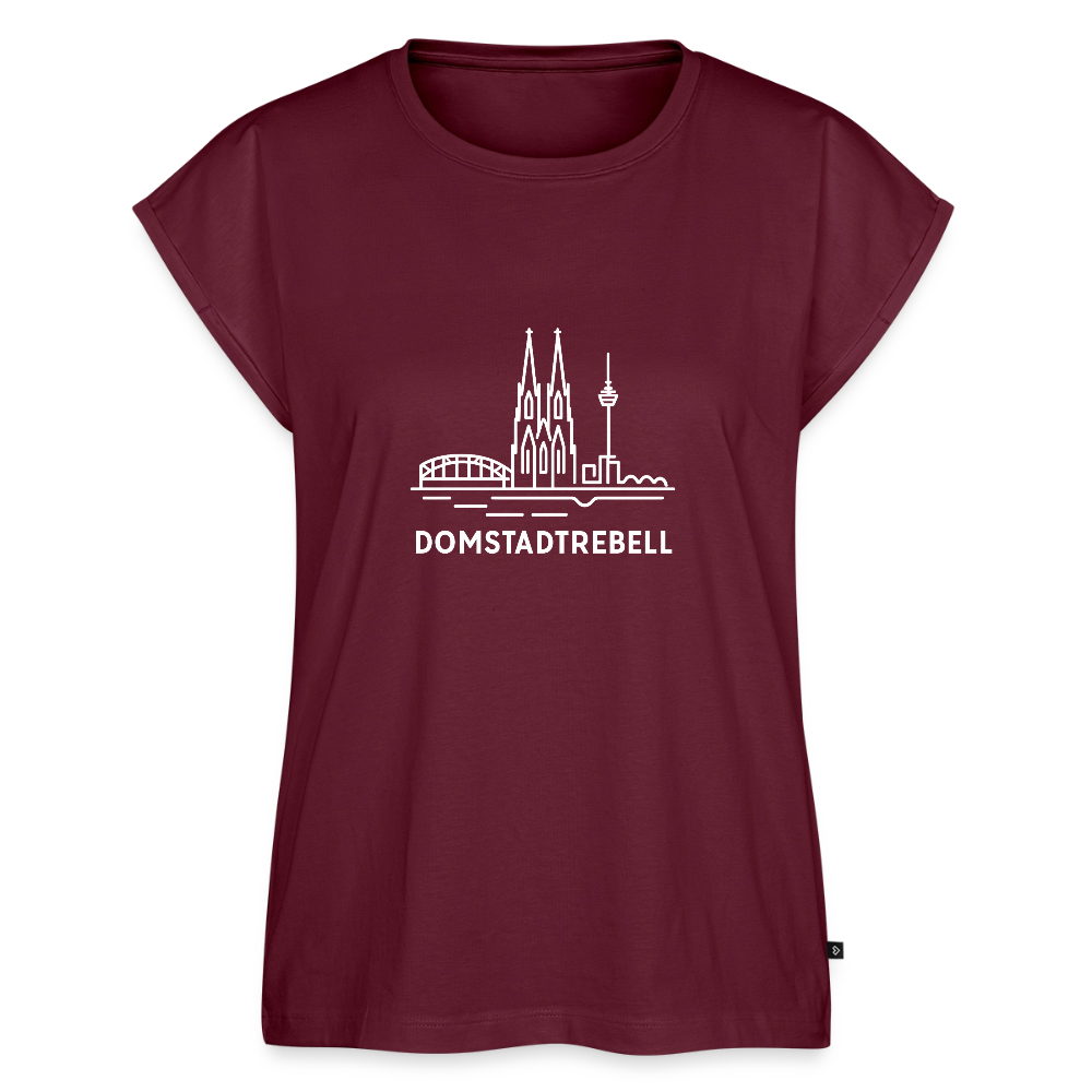 Frauen T-Shirt mit gerollten Ärmeln - Burgunderrot