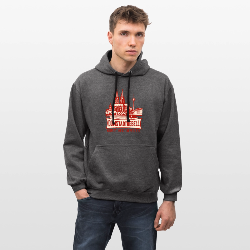 Domstadtrebell Kontrast-Hoodie "Heimat.Herz.Rebellion" - Anthrazit/Schwarz