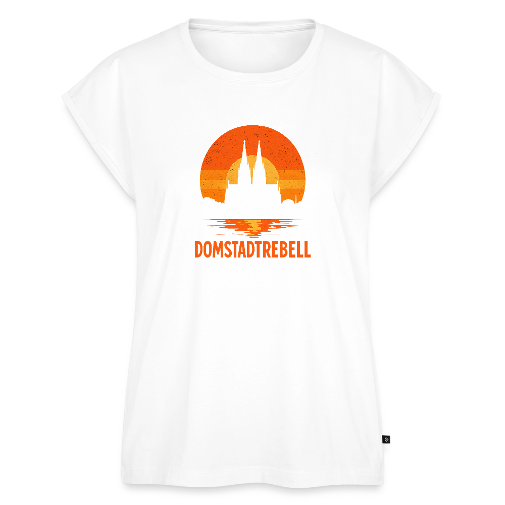 Domstadtrebell Sunset - Frauen T-Shirt mit gerollten Ärmeln - Weiß