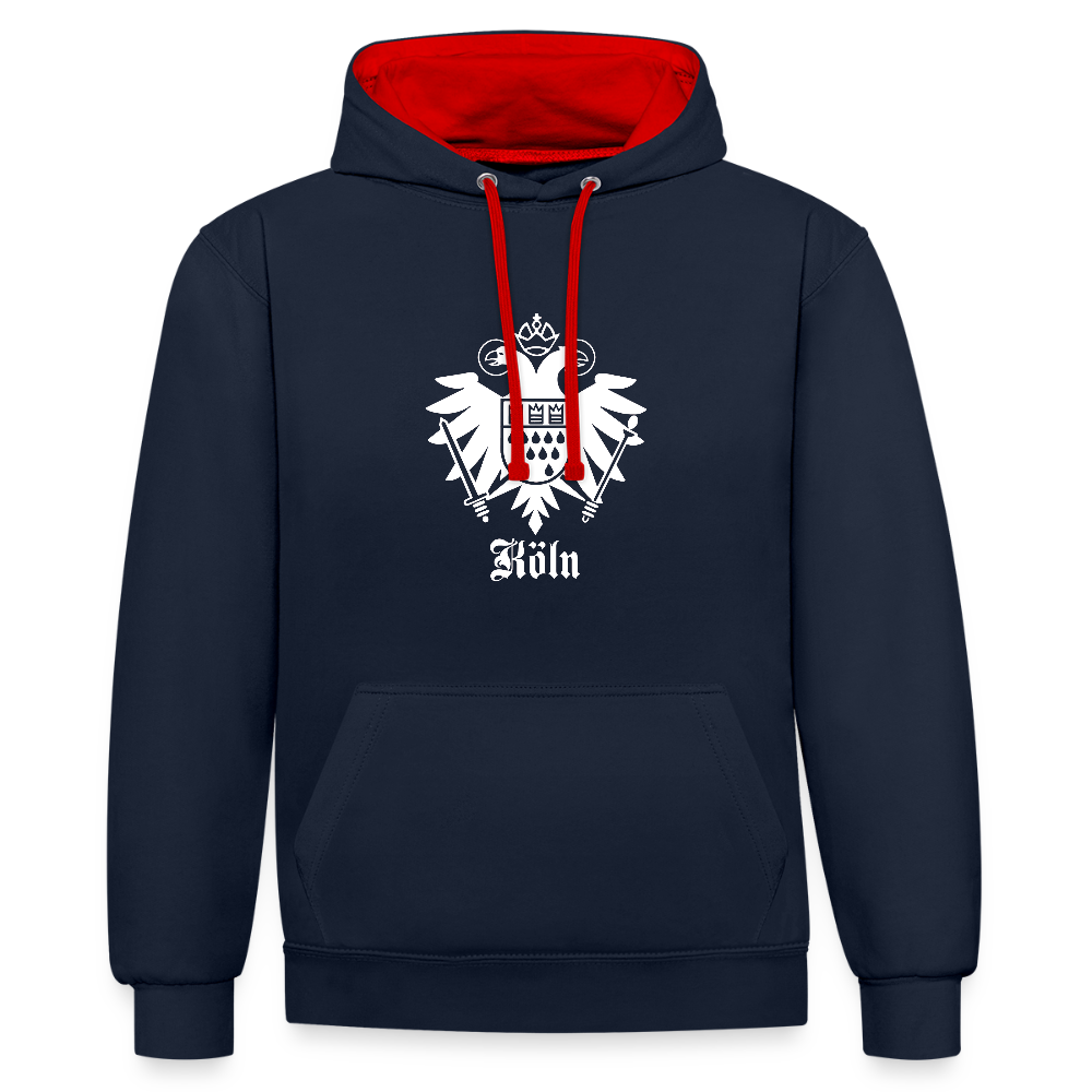 Domstadtrebell Kontrast-Hoodie "Köln Wappen" - Navy/Rot