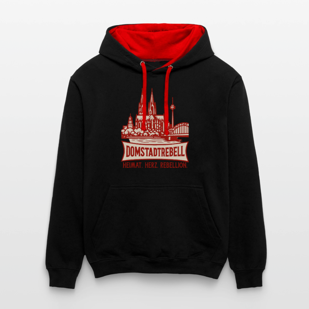 Domstadtrebell Kontrast-Hoodie "Heimat.Herz.Rebellion" - Schwarz/Rot