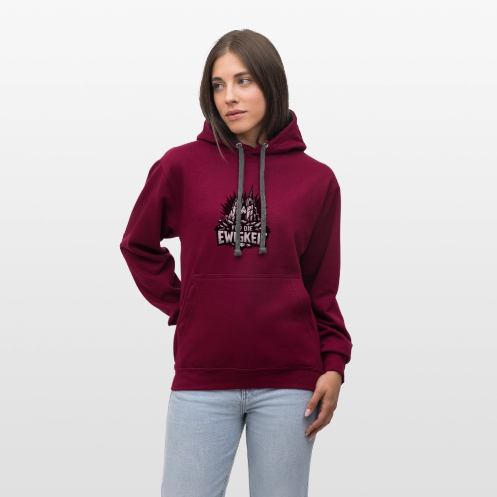 Kontrast-Hoodie Domstadtrebell "Für die Ewigkeit - Weinrot/Anthrazit
