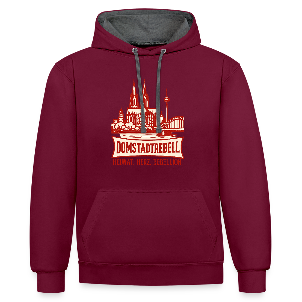 Domstadtrebell Kontrast-Hoodie "Heimat.Herz.Rebellion" - Weinrot/Anthrazit