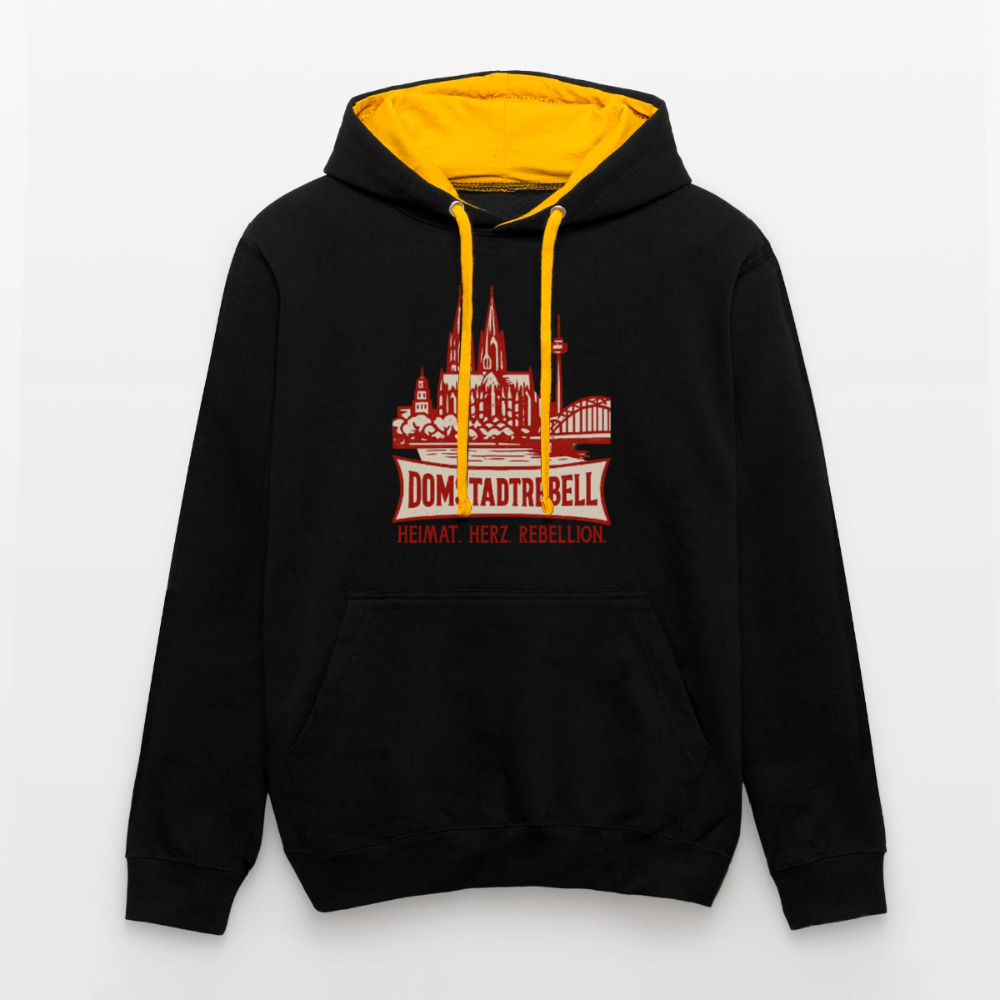 Domstadtrebell Kontrast-Hoodie "Heimat.Herz.Rebellion" - Schwarz/Gold