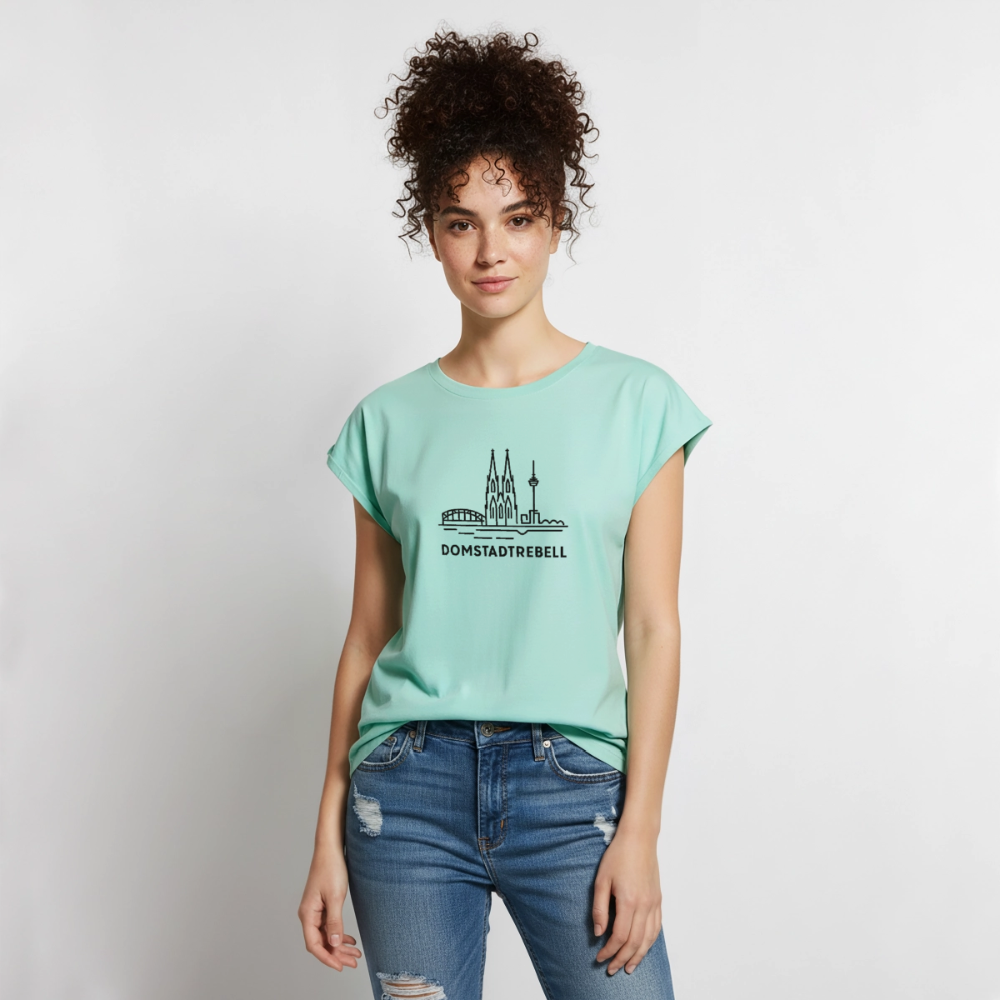 Domstadtrebell - Frauen T-Shirt mit gerollten Ärmeln - Mint 