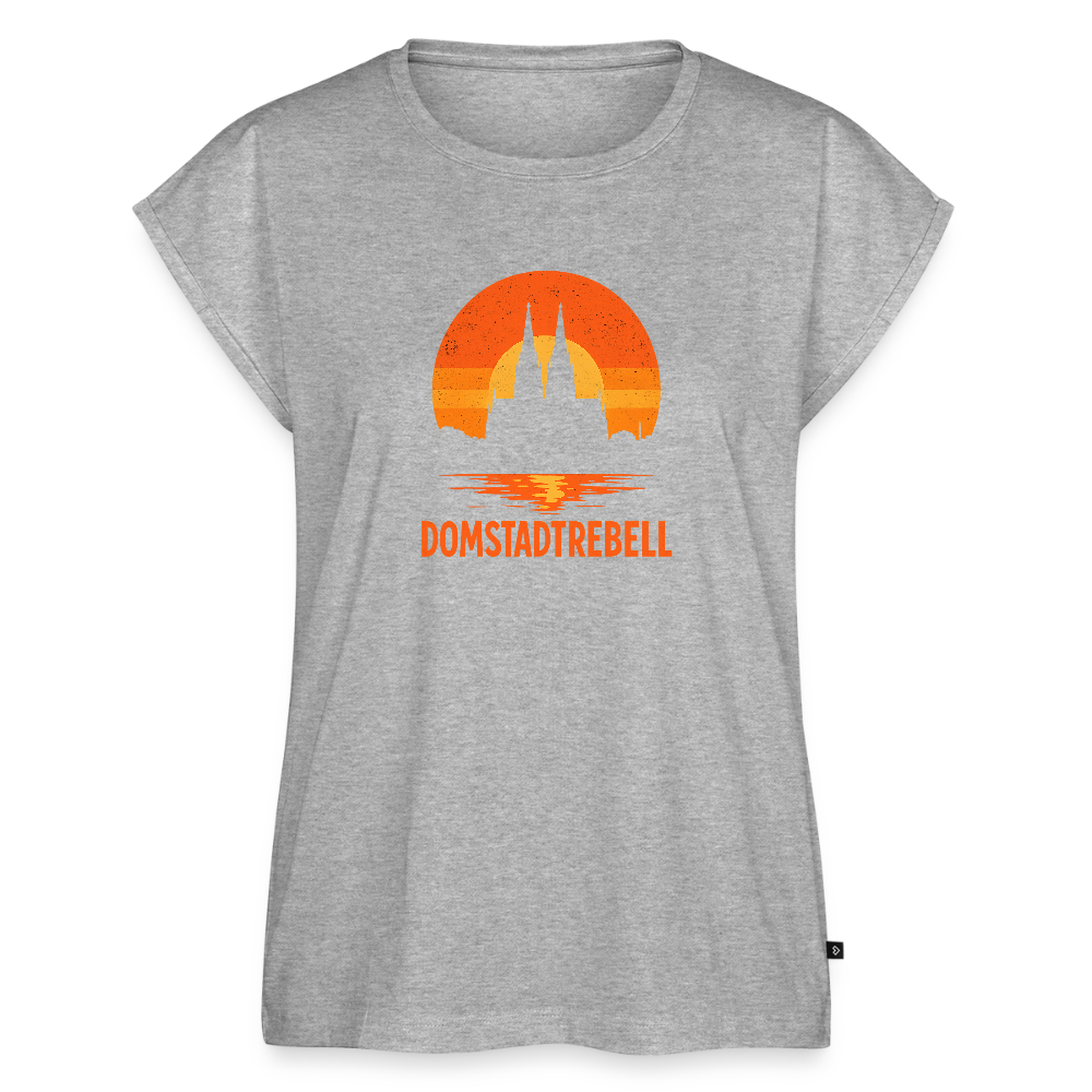 Domstadtrebell Sunset - Frauen T-Shirt mit gerollten Ärmeln - Grau meliert