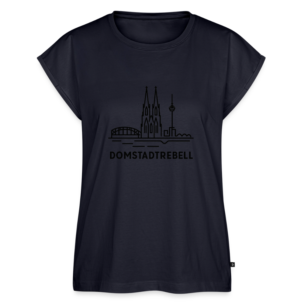 Domstadtrebell - Frauen T-Shirt mit gerollten Ärmeln - Navy