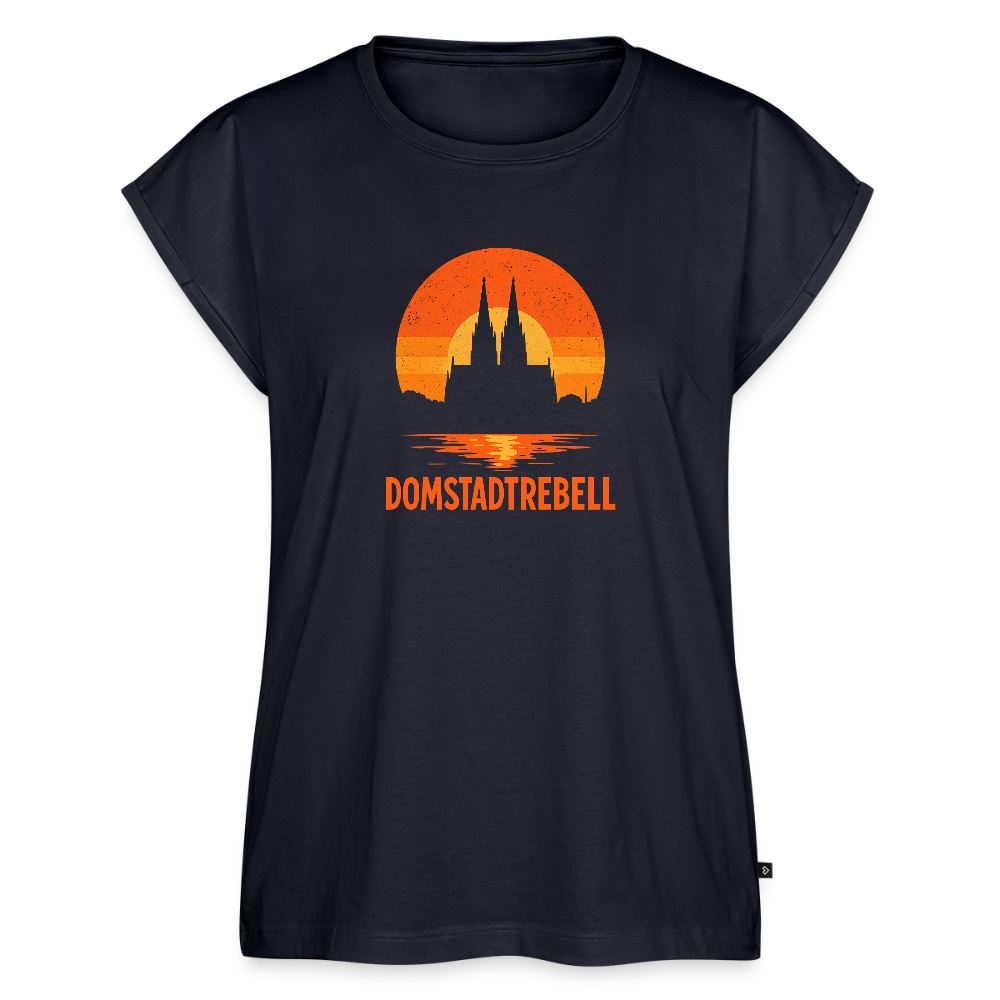 Domstadtrebell Sunset - Frauen T-Shirt mit gerollten Ärmeln - Navy