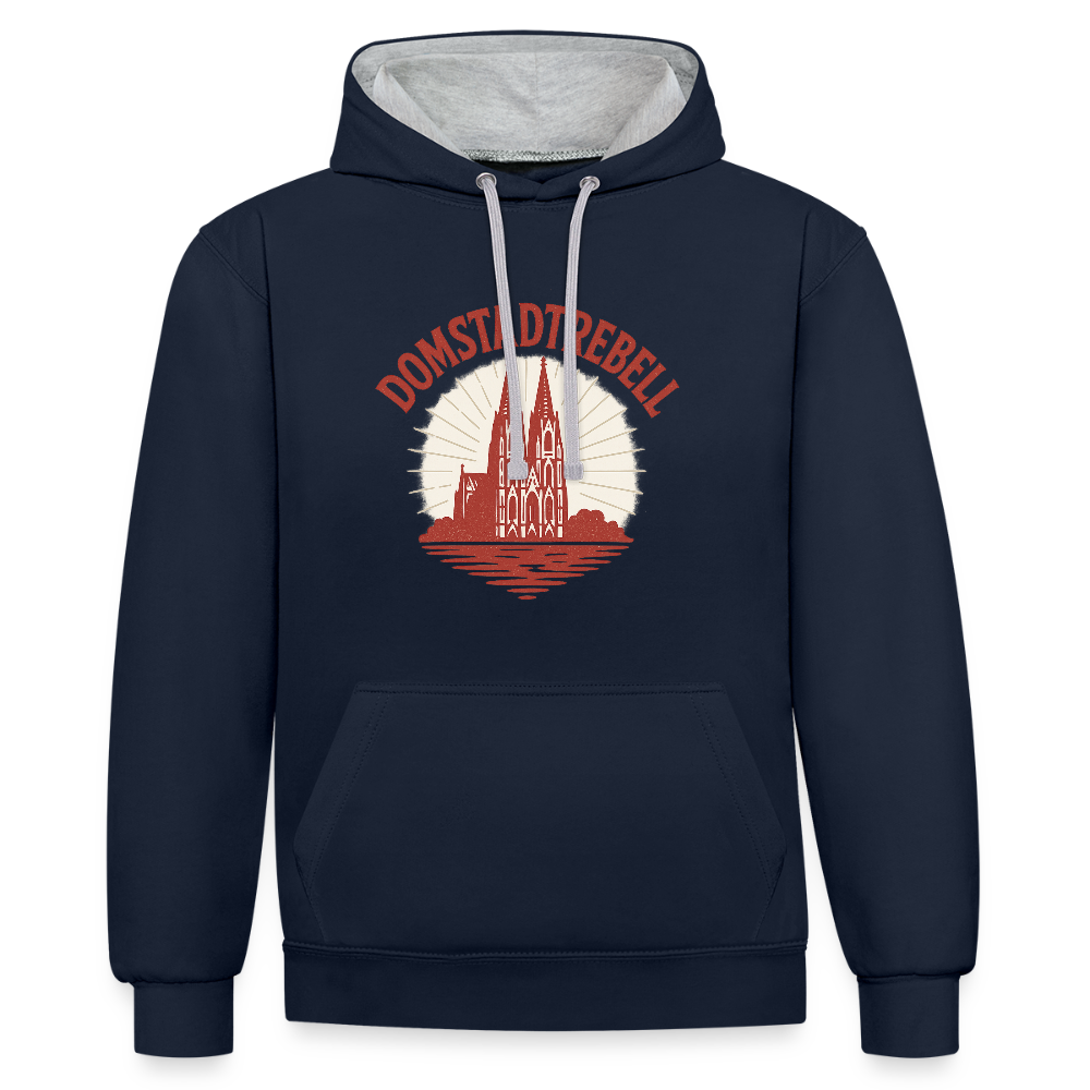 Domstadtrebell Kontrast-Hoodie "Dom 1248" - Navy/Grau meliert