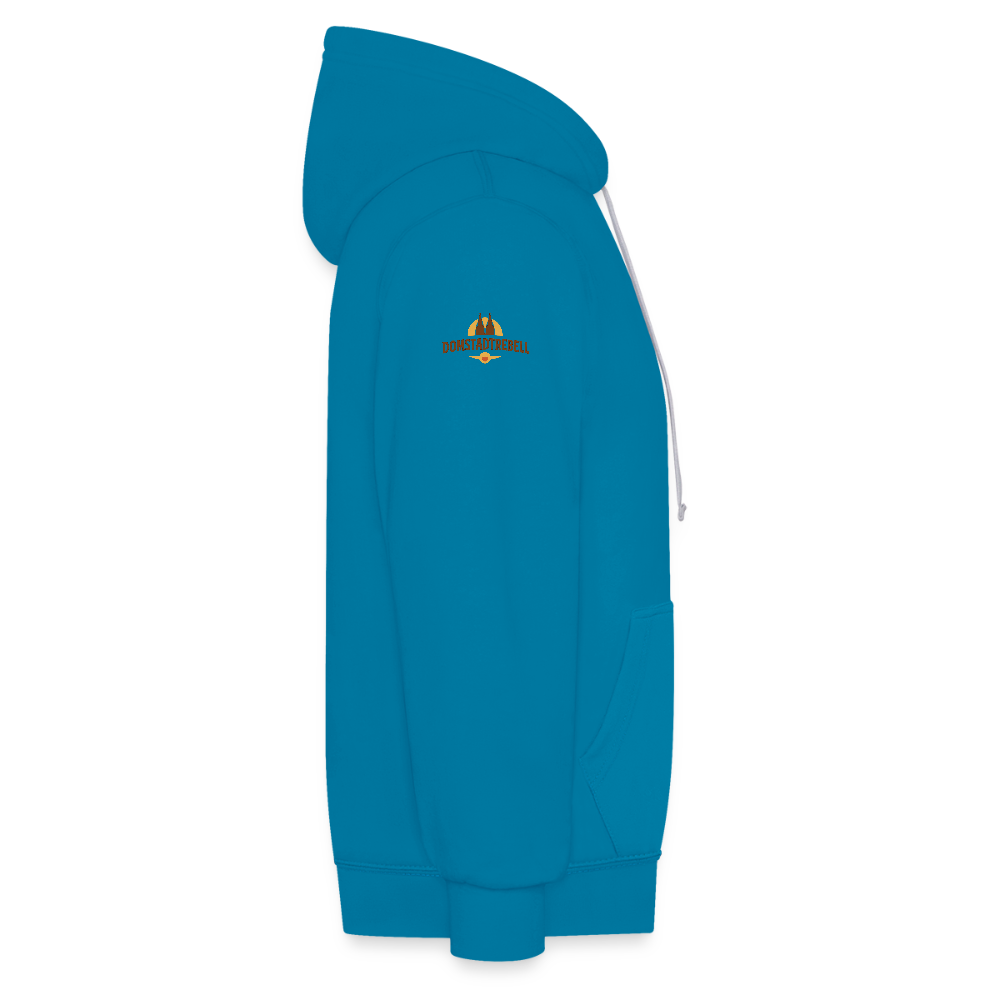 Kontrast-Hoodie Domstadtrebell "Für die Ewigkeit - Pfauenblau/Grau meliert