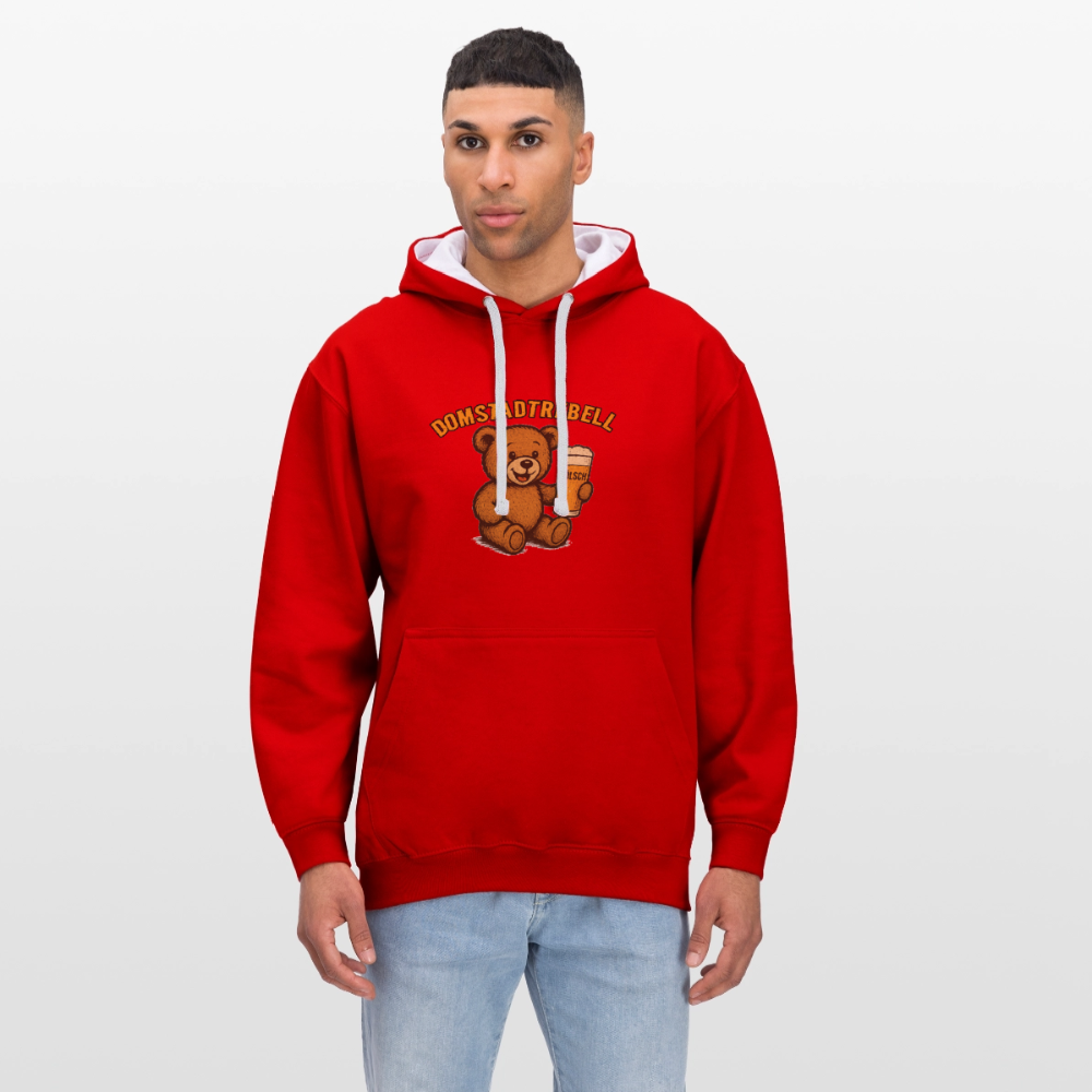 Domstadtrebell Kontrast-Hoodie "Kölschbär" - Rot/Weiß
