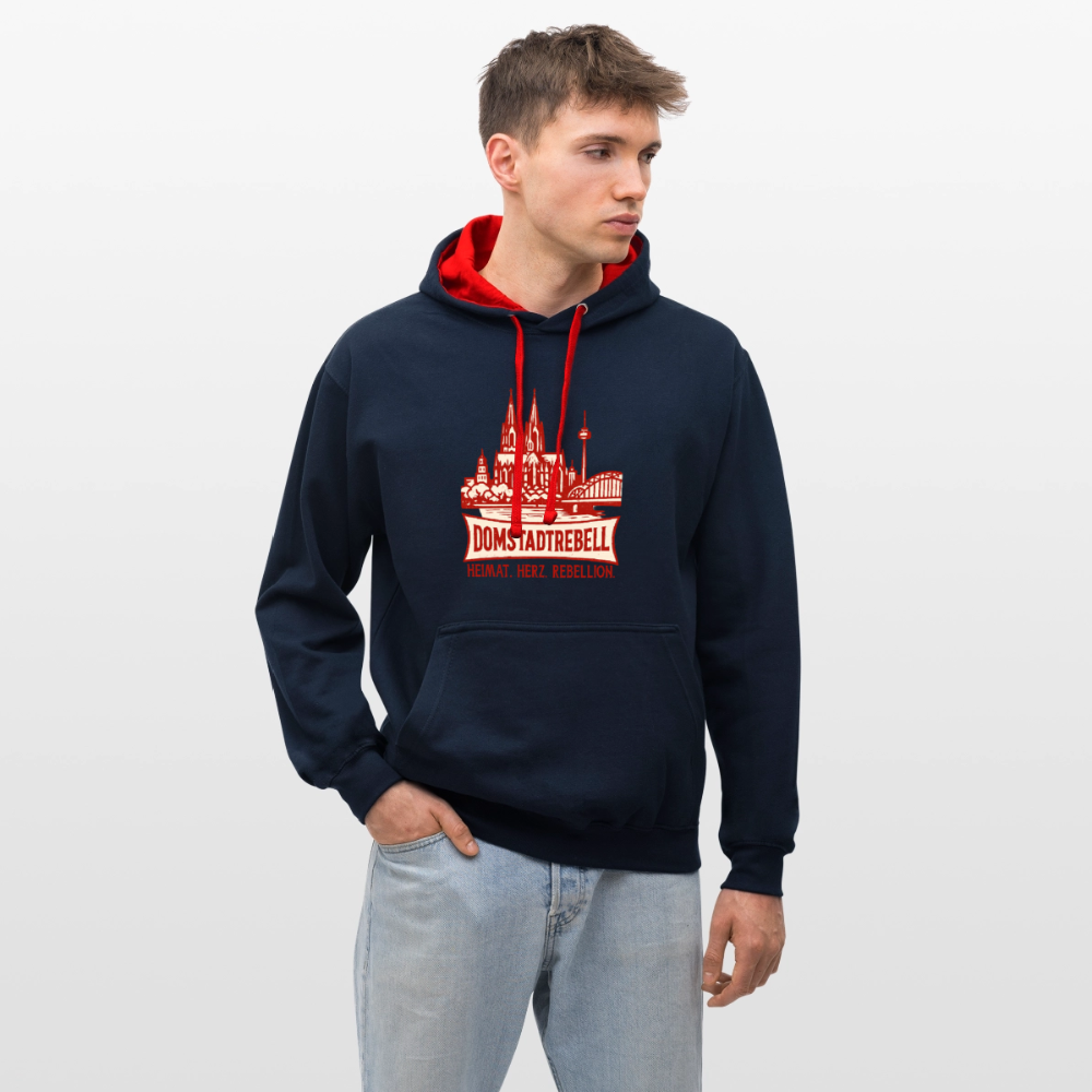 Domstadtrebell Kontrast-Hoodie "Heimat.Herz.Rebellion" - Navy/Rot