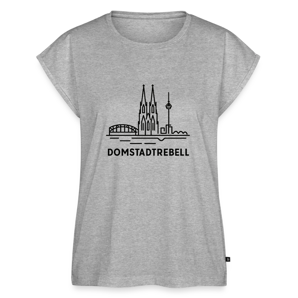 Domstadtrebell - Frauen T-Shirt mit gerollten Ärmeln - Grau meliert