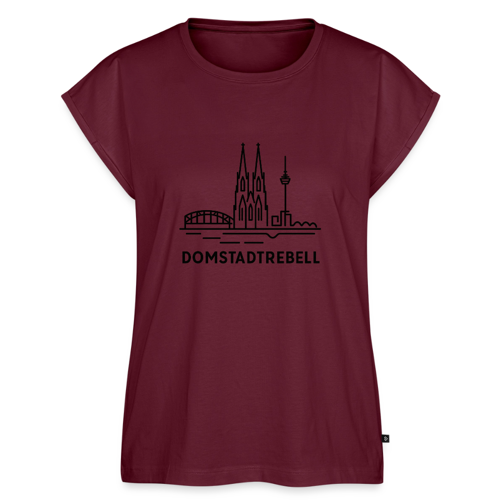 Domstadtrebell - Frauen T-Shirt mit gerollten Ärmeln - Burgunderrot