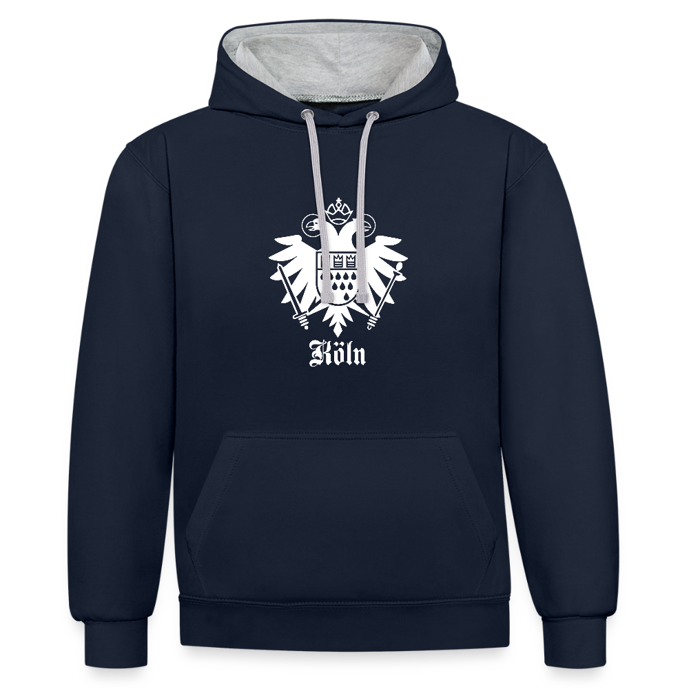 Domstadtrebell Kontrast-Hoodie "Köln Wappen" - Navy/Grau meliert