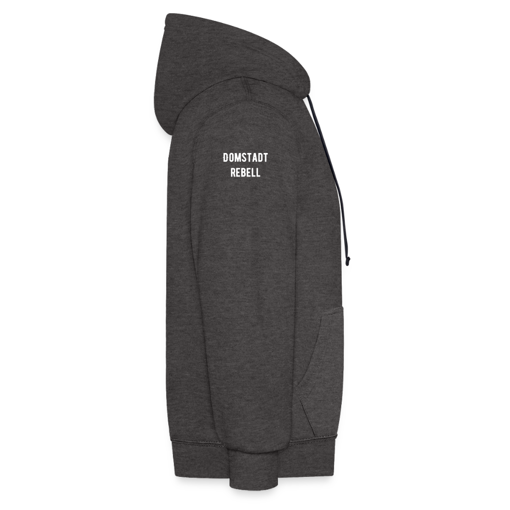 Domstadtrebell – Sunset Horizon Edition | Vintage Köln Kontrast-Hoodie | Kölner Dom im Sonnenuntergang - Anthrazit/Schwarz