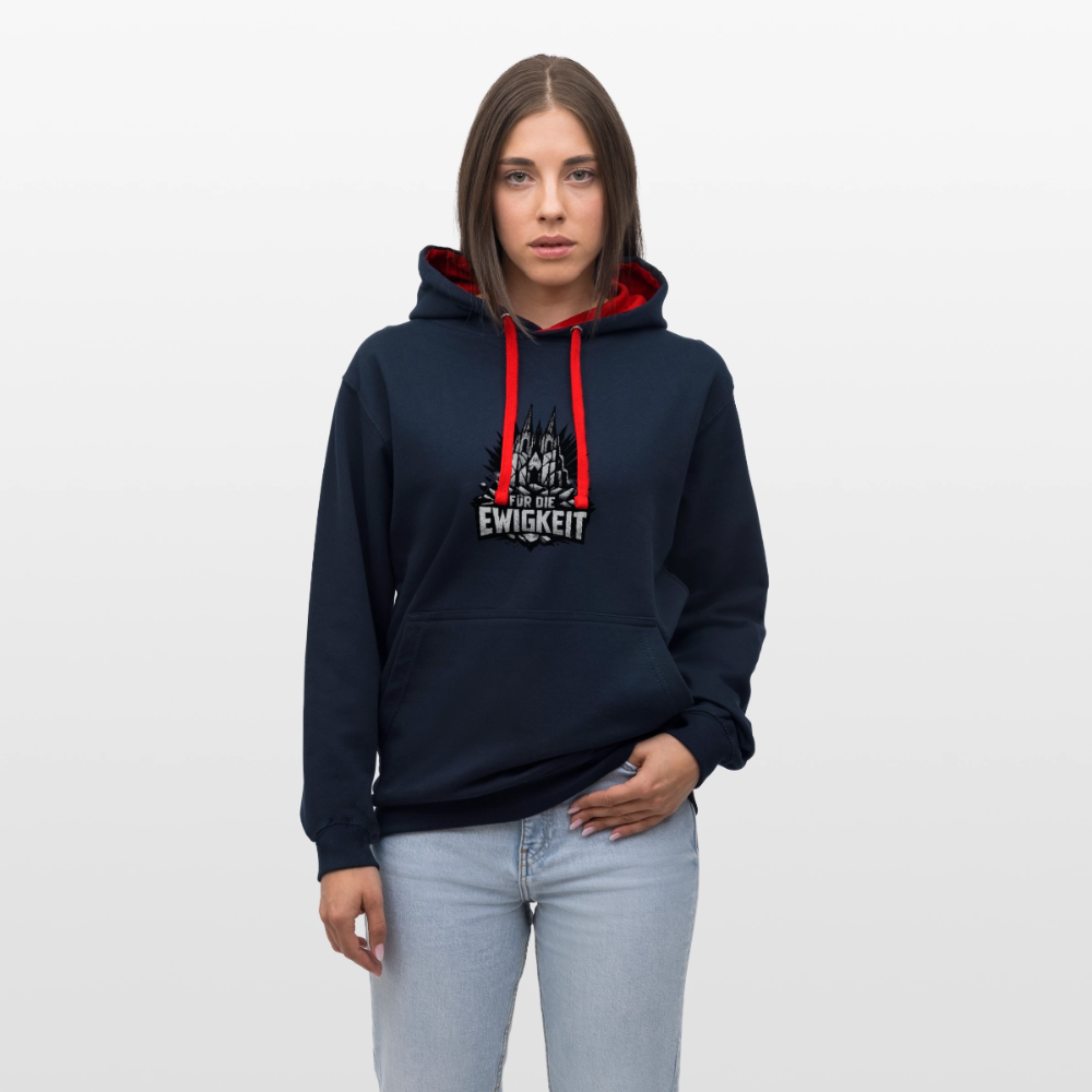 Kontrast-Hoodie Domstadtrebell "Für die Ewigkeit - Navy/Rot