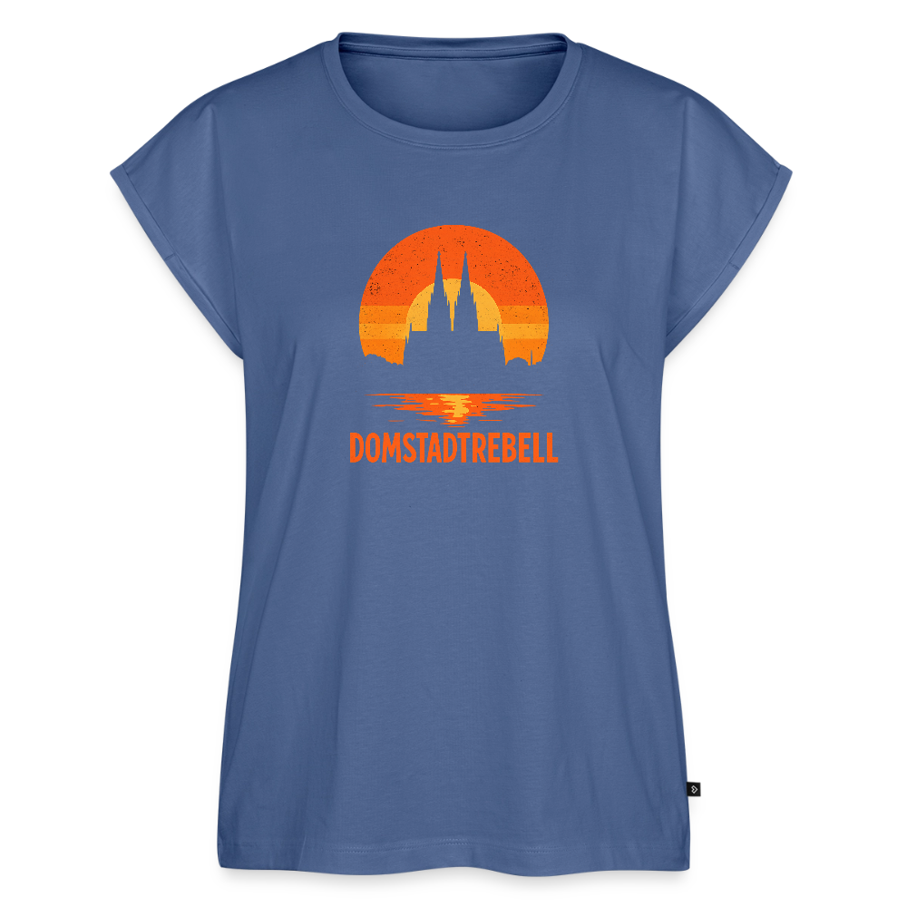 Domstadtrebell Sunset - Frauen T-Shirt mit gerollten Ärmeln - Taubenblau