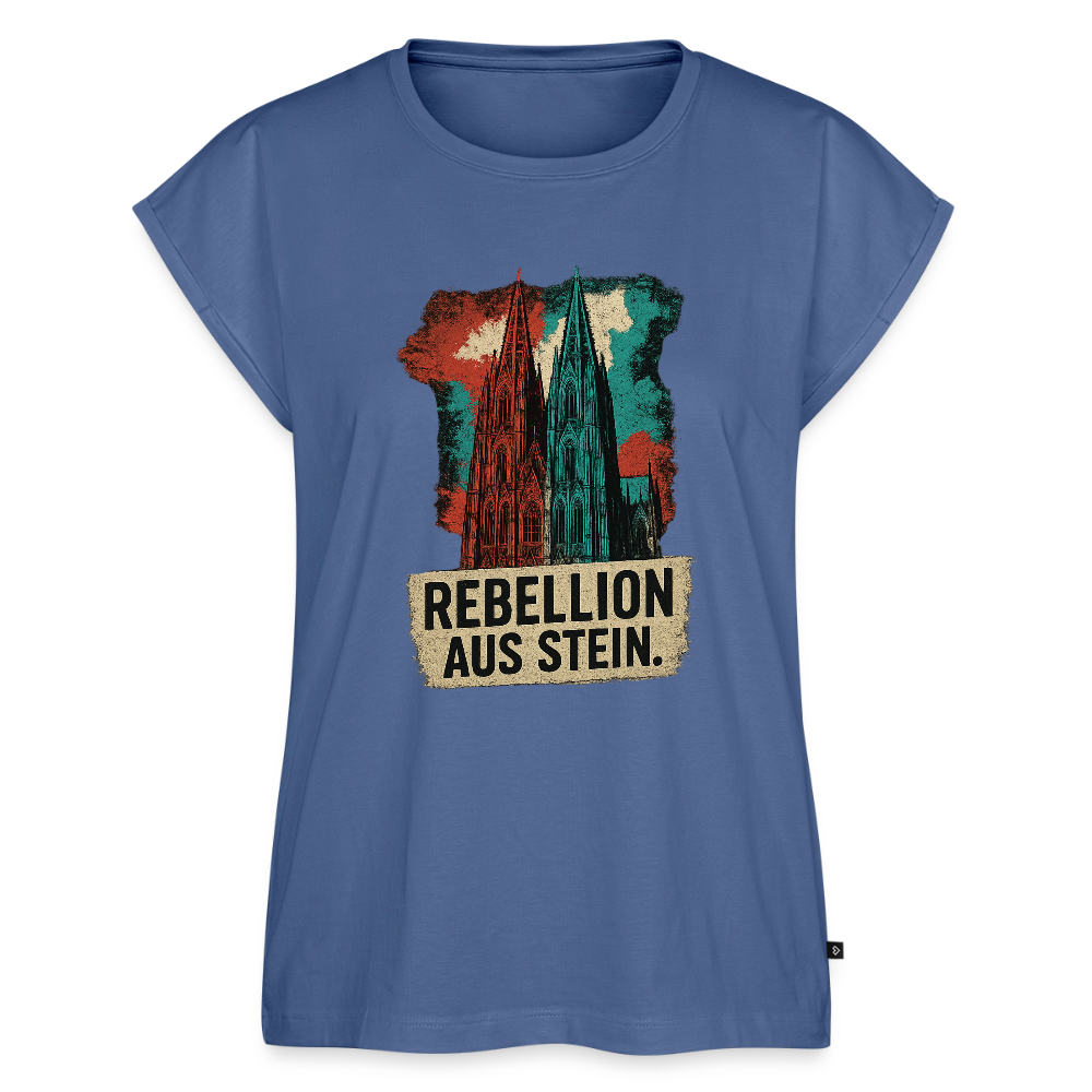 Domstadtrebell - Rebellion aus Stein - Frauen T-Shirt mit gerollten Ärmeln - Taubenblau