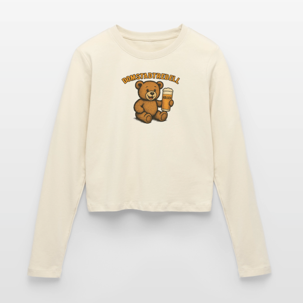 Domstadtrebell Kölschbär  - Frauen Slim Fit Langarmshirt - Creme