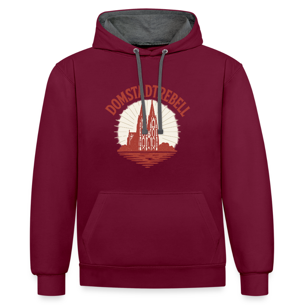 Domstadtrebell Kontrast-Hoodie "Dom 1248" - Weinrot/Anthrazit