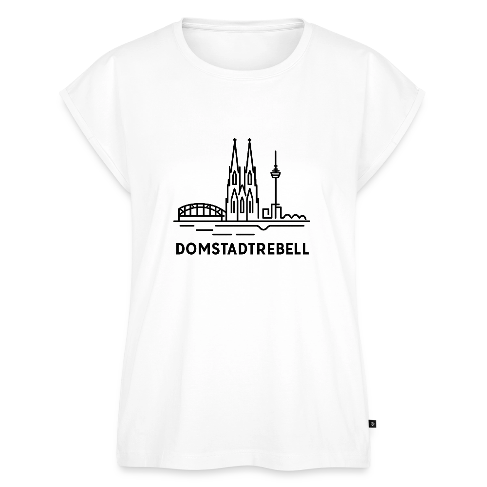 Domstadtrebell - Frauen T-Shirt mit gerollten Ärmeln - Weiß