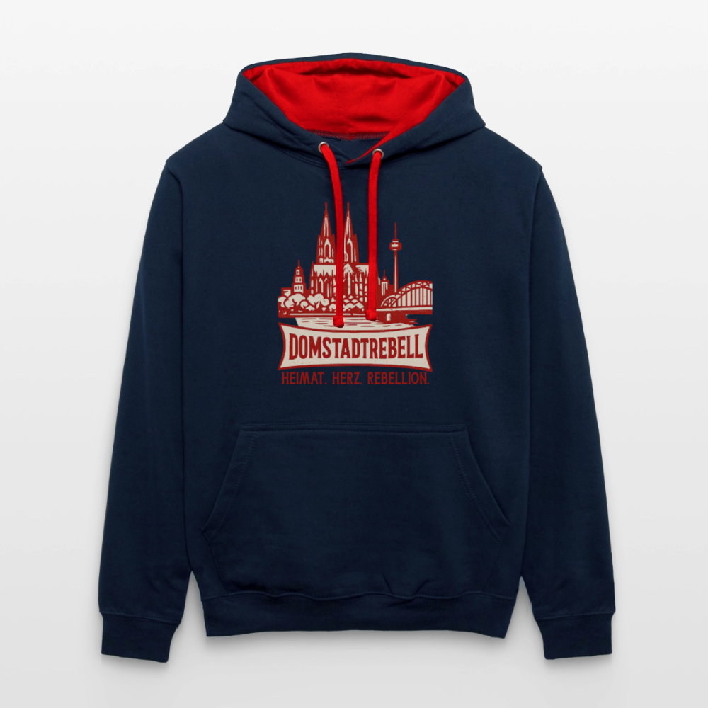 Domstadtrebell Kontrast-Hoodie "Heimat.Herz.Rebellion" - Navy/Rot