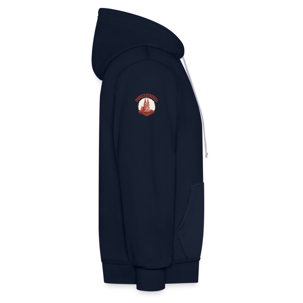 Domstadtrebell Kontrast-Hoodie "Dom 1248" - Navy/Grau meliert
